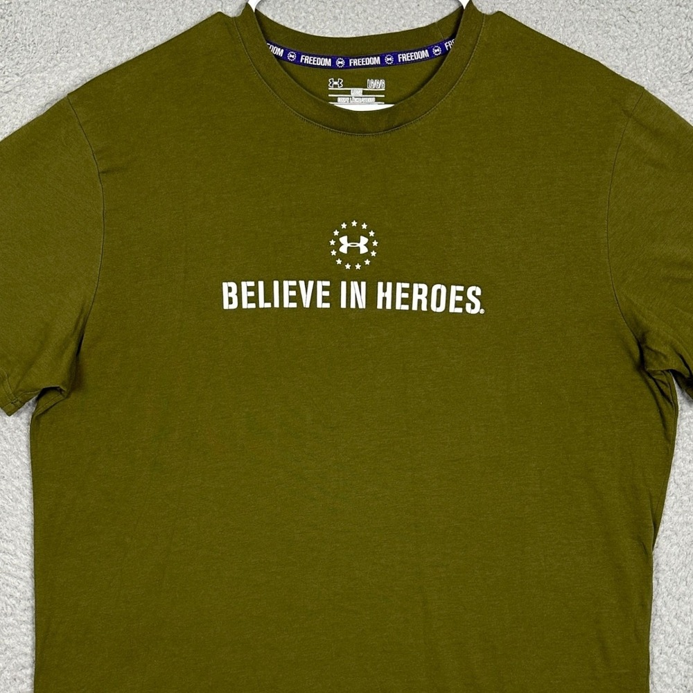 Under Armour Freedom T-Shirt Mens Large HeatGear Green Wounded Warrior Project